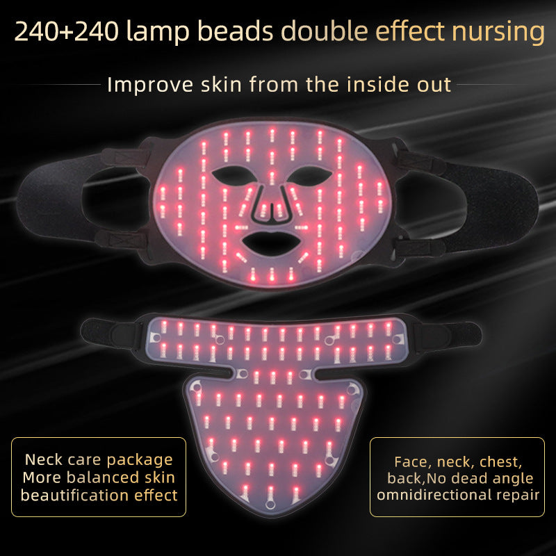 LED Siliconen Masker Gezichtshals Rood Blauw licht