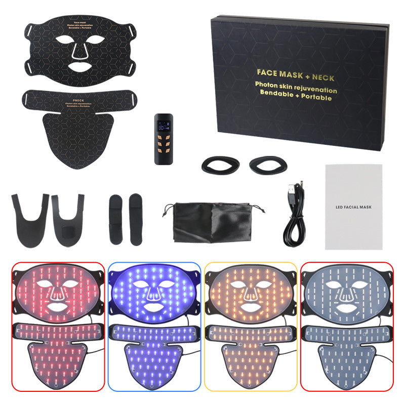 LED Siliconen Masker Gezichtshals Rood Blauw licht