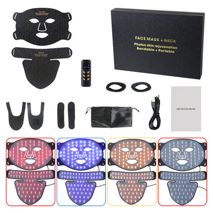 LED Siliconen Masker Gezichtshals Rood Blauw licht