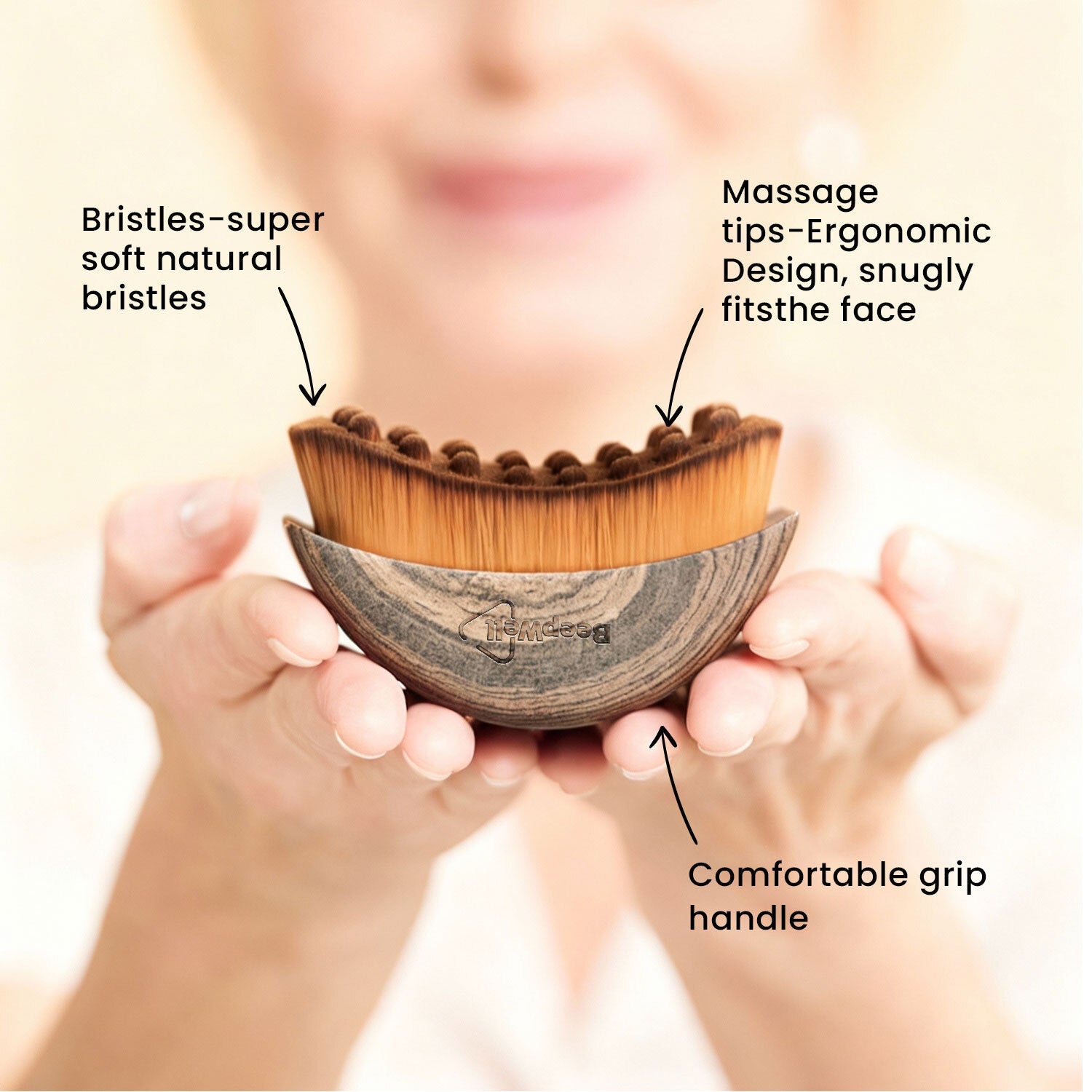 Lymfatische contour-gezichtsborstel – Zachte droge gezichtsborstel voor contouring, verlichting van wallen en een natuurlijke glow