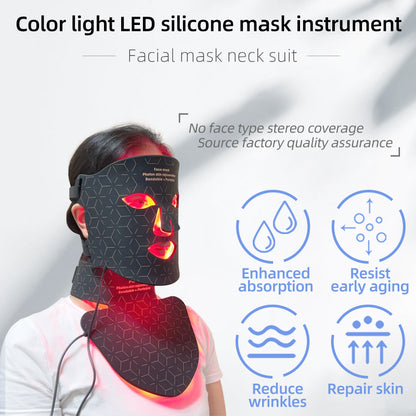LED Siliconen Masker Gezichtshals Rood Blauw licht
