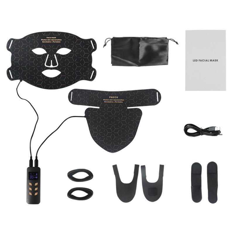 LED Siliconen Masker Gezichtshals Rood Blauw licht