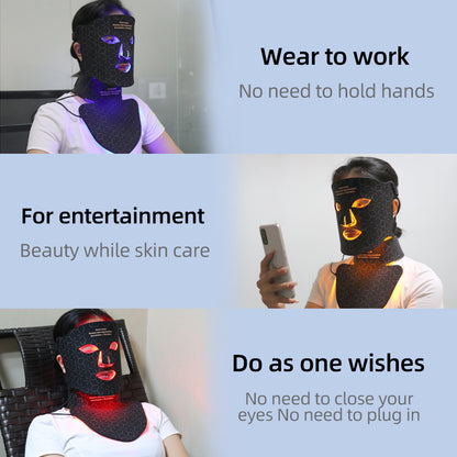 LED Siliconen Masker Gezichtshals Rood Blauw licht